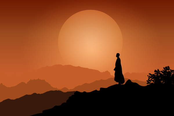 monk sunset peace person sky 6113501