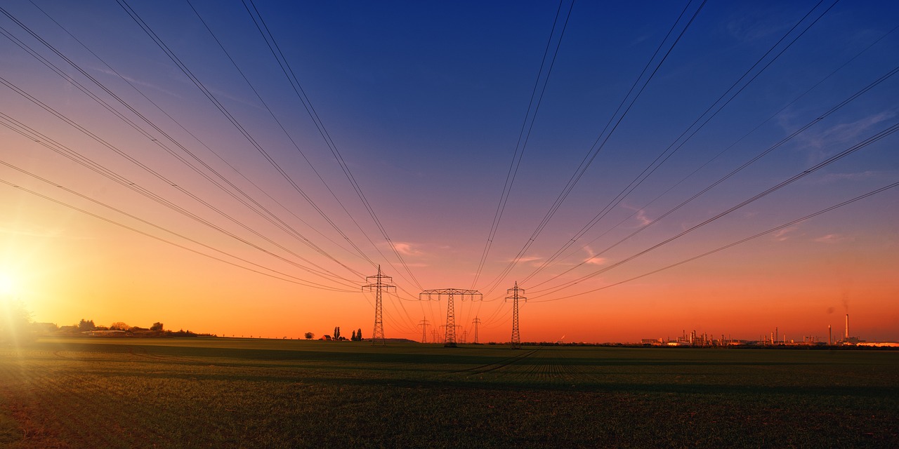 sunset countryside power lines 3442835